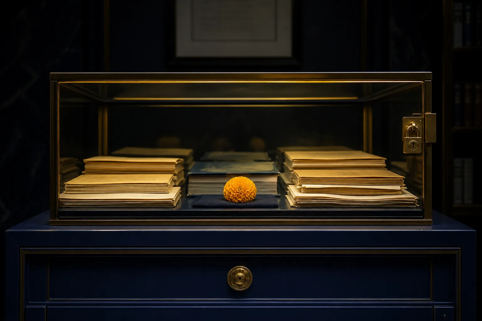Secure glass vault of documents