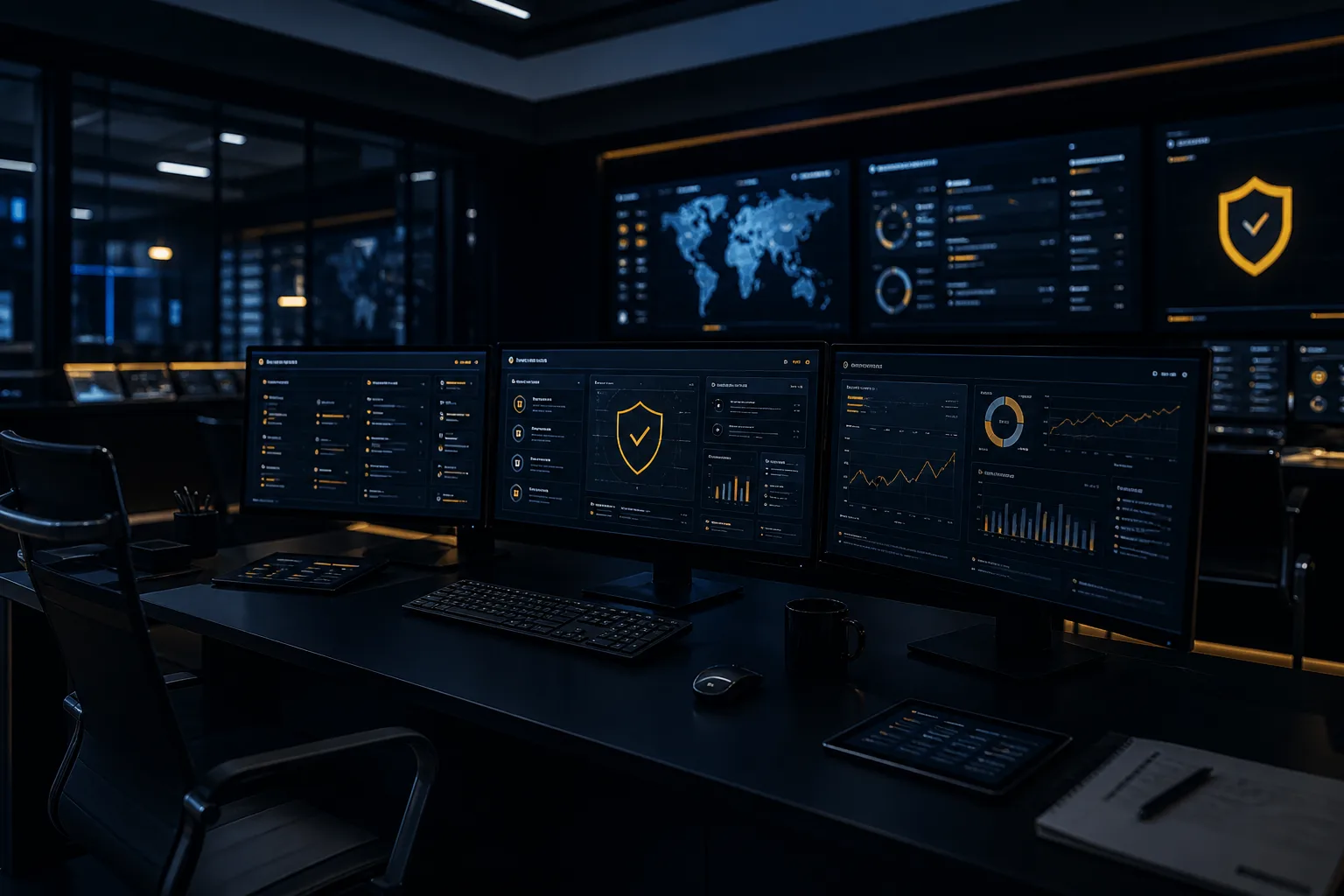 Quality assurance monitors in a dark control room