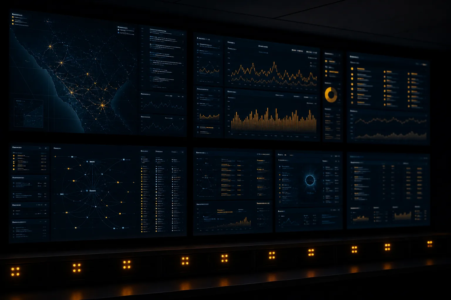 Operations monitoring wall with marigold status lights
